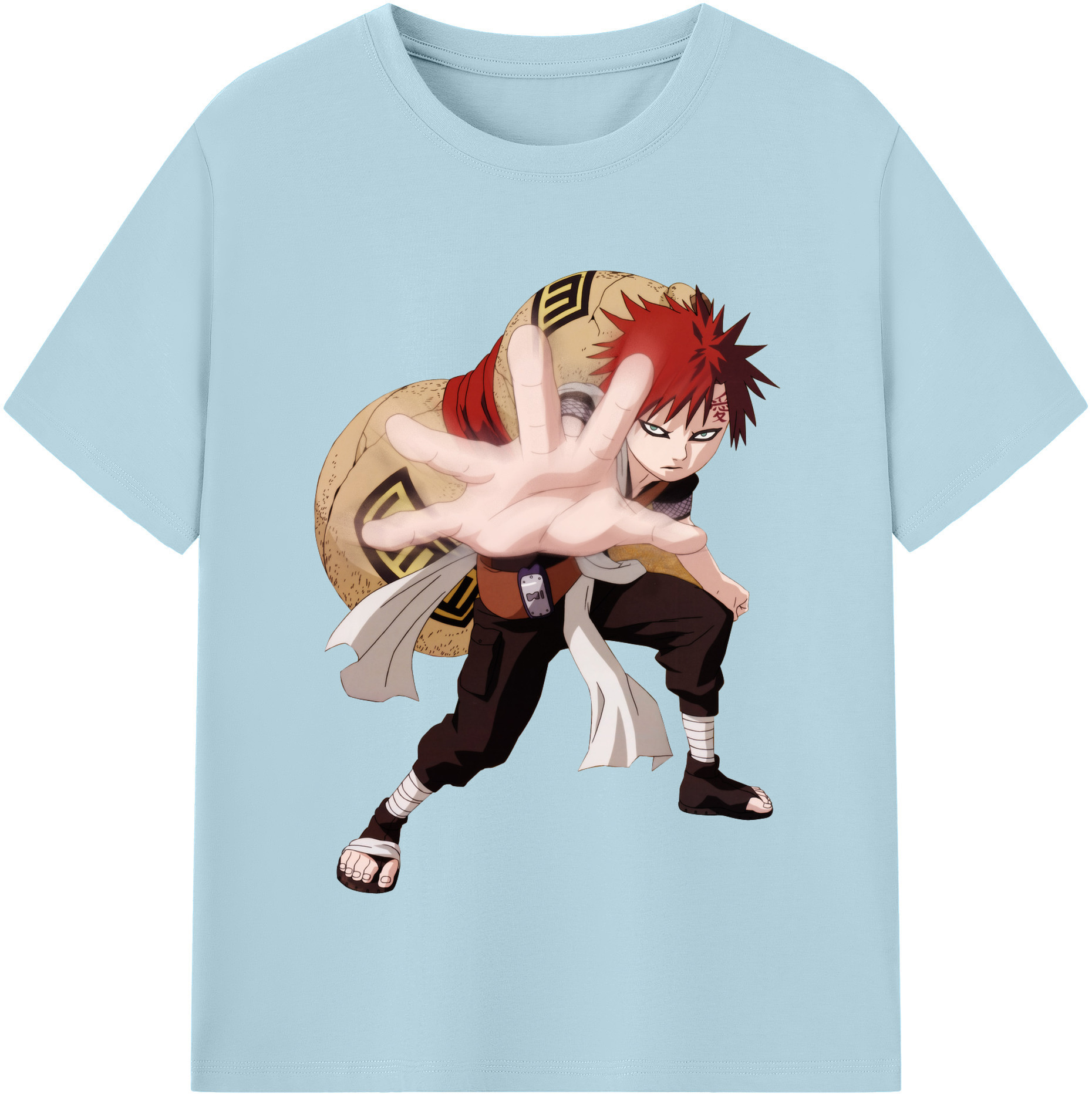 （画像用） NARUTO -ナルト- ガアラ Gaara 綿100％半袖Tシャツ（フロントプリント）